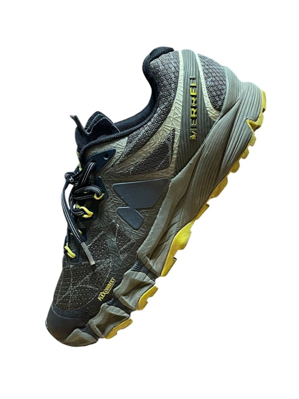 Merrell Agility Peak Flexconnect Trail Running Shoes Black & Yellow Mens Size 8 - Picture 10 of 11